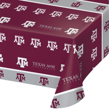 54 X 108 Texas A And M University Plastic Tablecloth PK12, 12PK